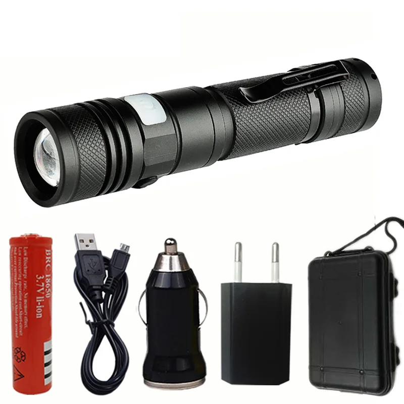 Goedkoop Z30 1301 XM T6 Micro USB Oplaadbare LED Zaklamp Zoomable 5 Modi Aluminium Lanterna zaklamp Fakkel lantaarn