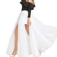 Юбки с разрезом из вуали Женская плиссированная юбка черного и розового цвета Женская юбка из тюля летняя уличная эластичная сетчатая юбка-пачка с высокой талией