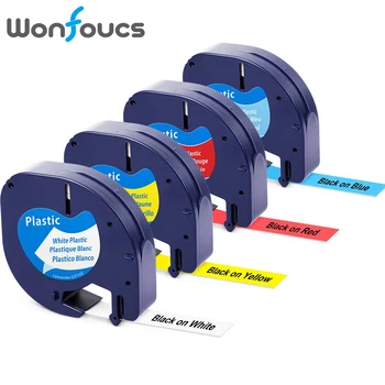 

Compatible for Dymo LetraTag Plastic Label Tape 91201 91202 91203 91205 12 mmx4 m Use for LT-100H LT-100T XR QX50 Label Makers