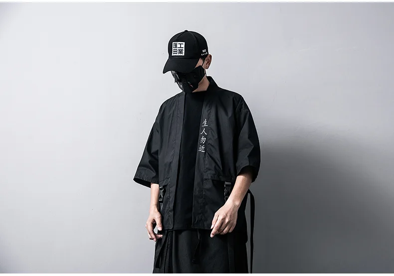 MR-DONOO в японском стиле Harajuku вышивка черно-белая куртка модная лента Мужское пальто темная уличная Мужская QT3023-5002
