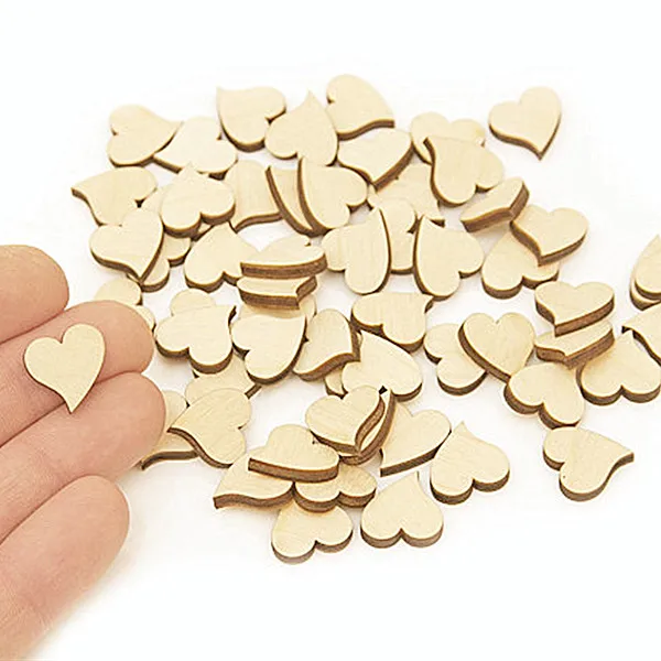 50pcs 1.5cm Mini Wooden Heart Craft Embellishments Scrapbooking