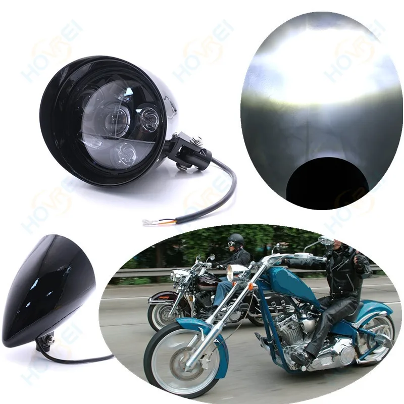 

universal retro Motorcycle 60W Aluminum bullet hi-LOW Beam Front Driving LED headlight Scooter Headlamp for harley