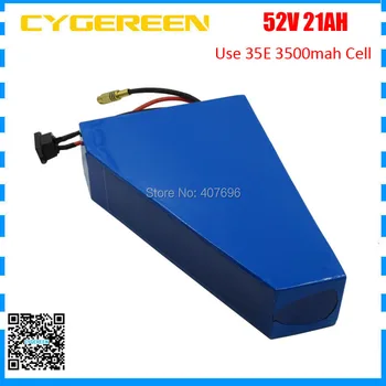 

1500W 14S 52V Triangle battery 52V 21AH Electric bike Lithium ion battery pack with free bag use 35E 3500mah cell 2A Charger