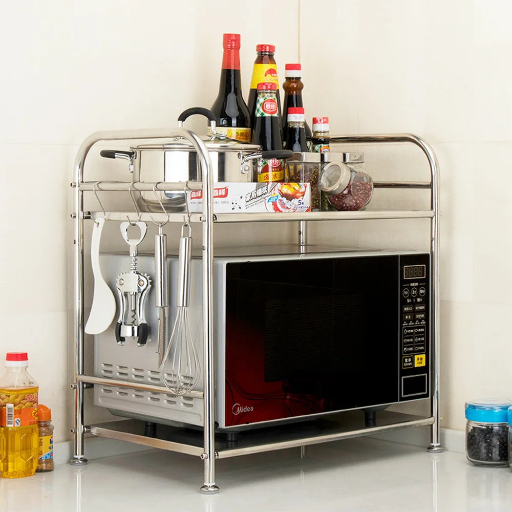  A1 Stainless steel kitchen supplies rack floor microwave oven oven rack storage rack spice rack kni - 32920379576