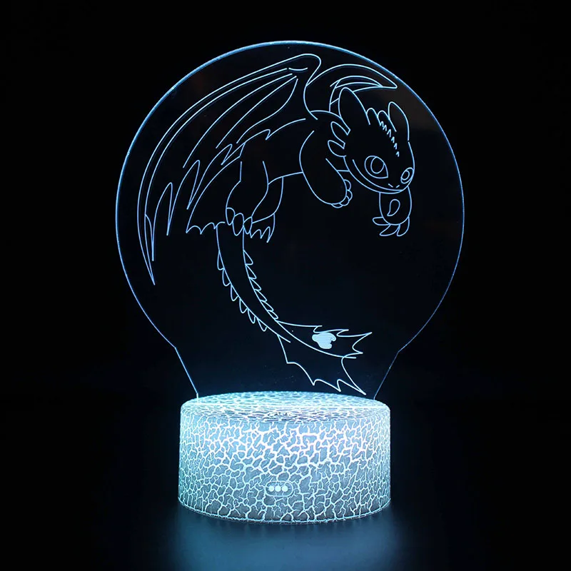 

How to Train Your Dragon Toothless Movie Action Figure illusion 3D Lamp light up Toothless Model Luminous toys for children