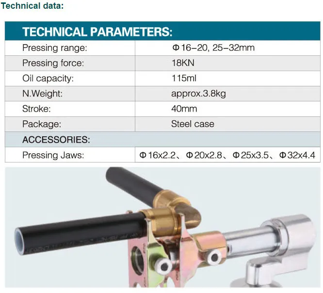 HZ-1240 гидравлический Сантехнический обжимной инструмент для медных соединений 16-32 мм