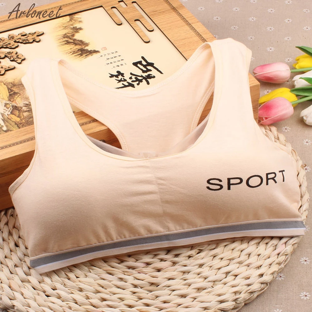 Beige Kids Girls Underwear Bra Vest Children Underclothes Sport Undies Clothes Girls Outfits Cotton tank - Цвет: Beige