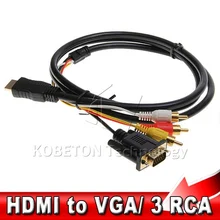 HD 1080 P 1,5 м 5FT разъём HDMI папа VGA HD15+ 3RCA видео/аудио кабель AV шнур с золотым покрытием переходник, конвертер