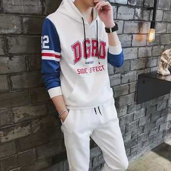 

Sweatshirts+Sweatpants Sets New Fashion Men Autumn Sportswear Sets Men Hooded Pullovers Casual Sets Size 3XL