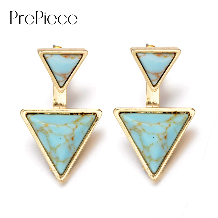 PrePiece Brand Design Triangle Shaped Gold Color Stone Drop Earrings 2017 Newest Ethnic Fashion Jewelry for Women Brincos PE0270 | Украшения