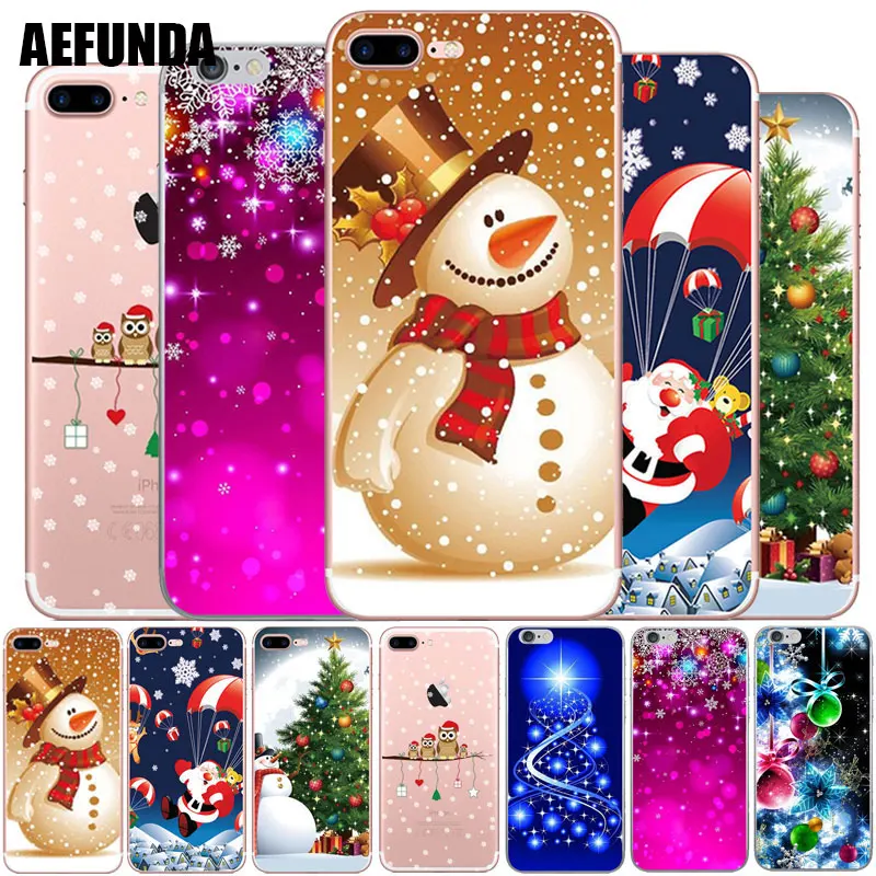 

Merry Christmas Soft TPU Phone Case For iPhone X XS Max XR 7 8 Plus 6 6S 5 5S SE Milu Deer Santa Claus Snow Man Silicone Cover