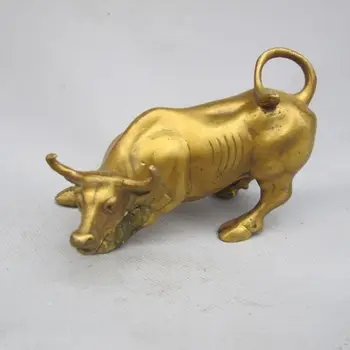 

4.92 inch / China's rare copper old manual hammer zodiac cow statue