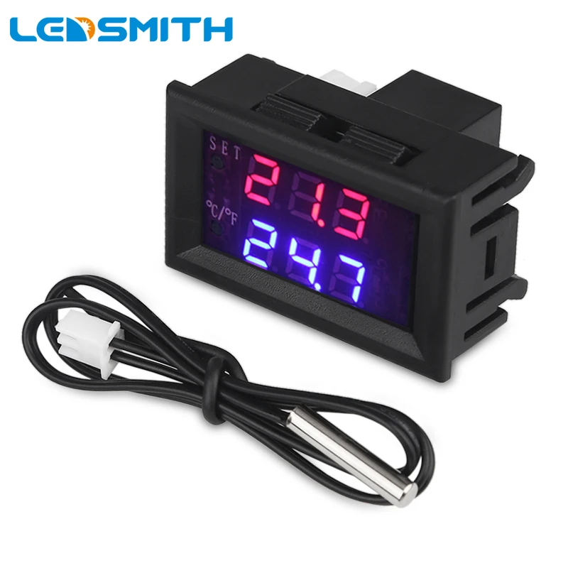 

LEDSMITH 1209WK Dual Digital Mini Temperature Controller DC12V 20A Thermostat Thermometer Regulator With Waterproof Sensor