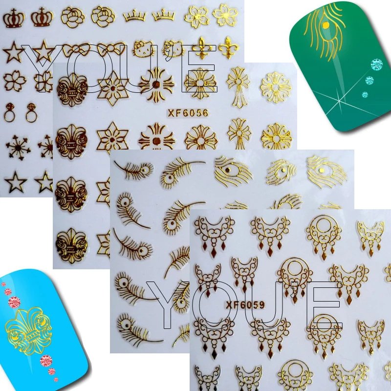 

3D Adhesive Manicure Design Nail Art Sticker Decal for Nail Sticker Decoration Brand Art Gold Money Dollar Line DIY Stickers
