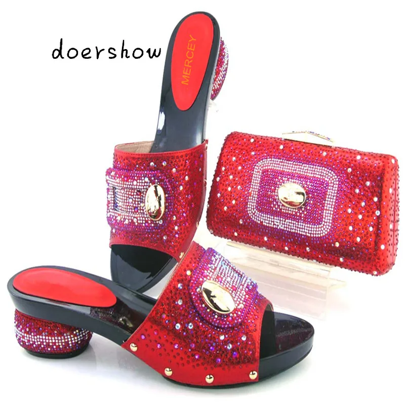 

doershow Italian Matching Shoe and Bag Set Wedges Heel Italian Shoe With Matching Bag top Quality Italy Shoe And Bag Set TYS1-6
