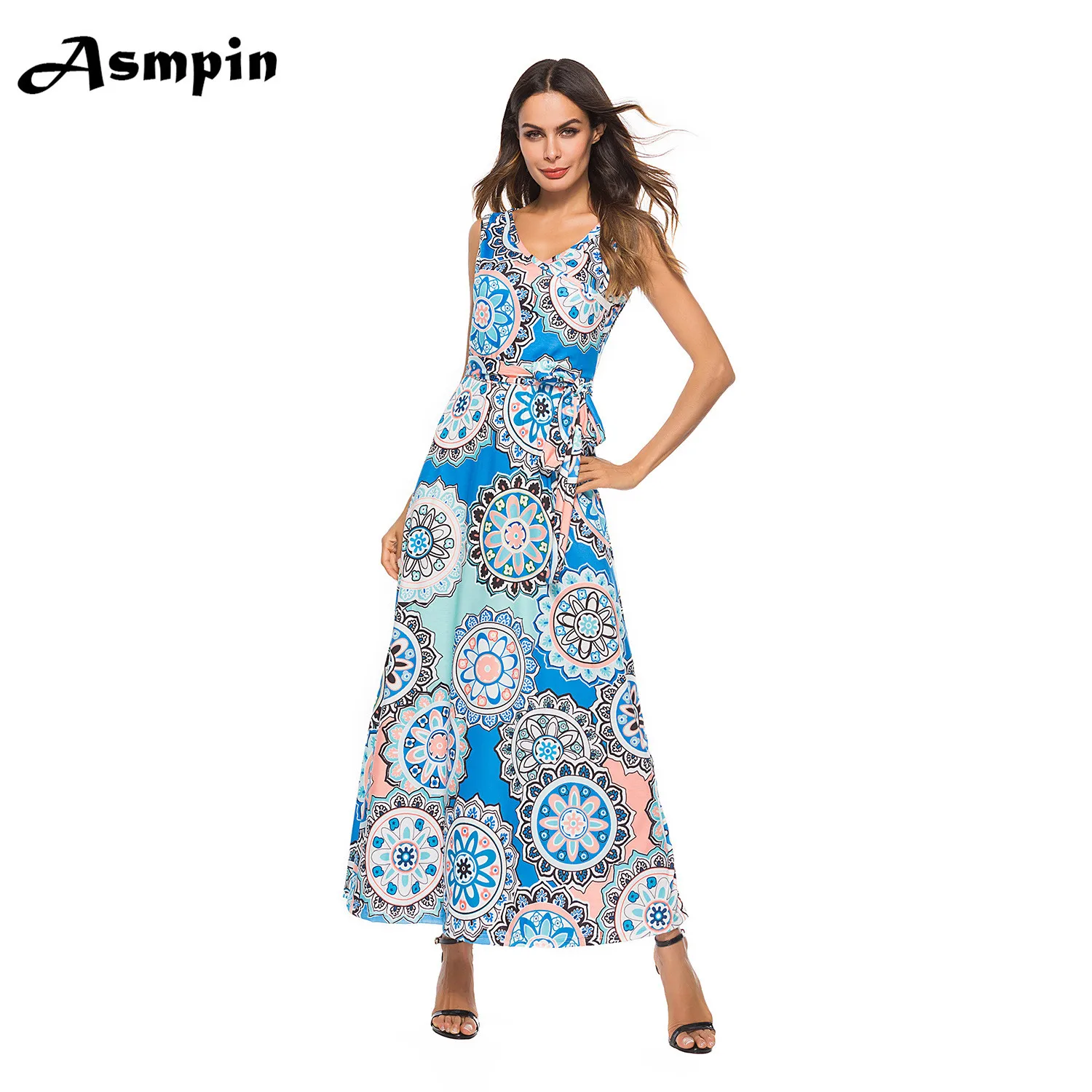 Boho Hawaii Dress Vestido Print Maxi Summer Dress Beach 2018 Fashion