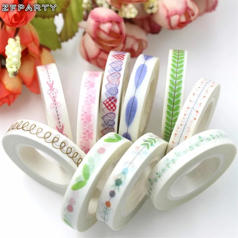

ZFPARTY 8mm*10m Adhesive Tape for Scrapbooking DIY Craft Sticky Deco Masking Japanese Paper Washi Tape Color Series