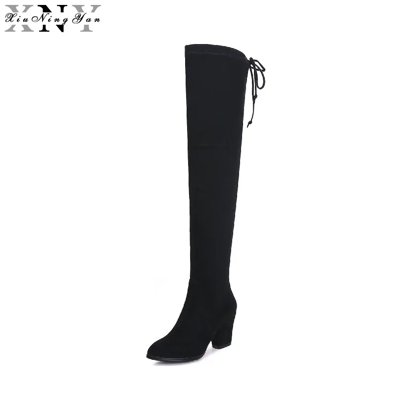 

XiuNingYan Faux Suede Slim Boots Sexy Over The Knee High Women Snow Boots Women's Fashion Winter Thigh High Boots Shoes Woman