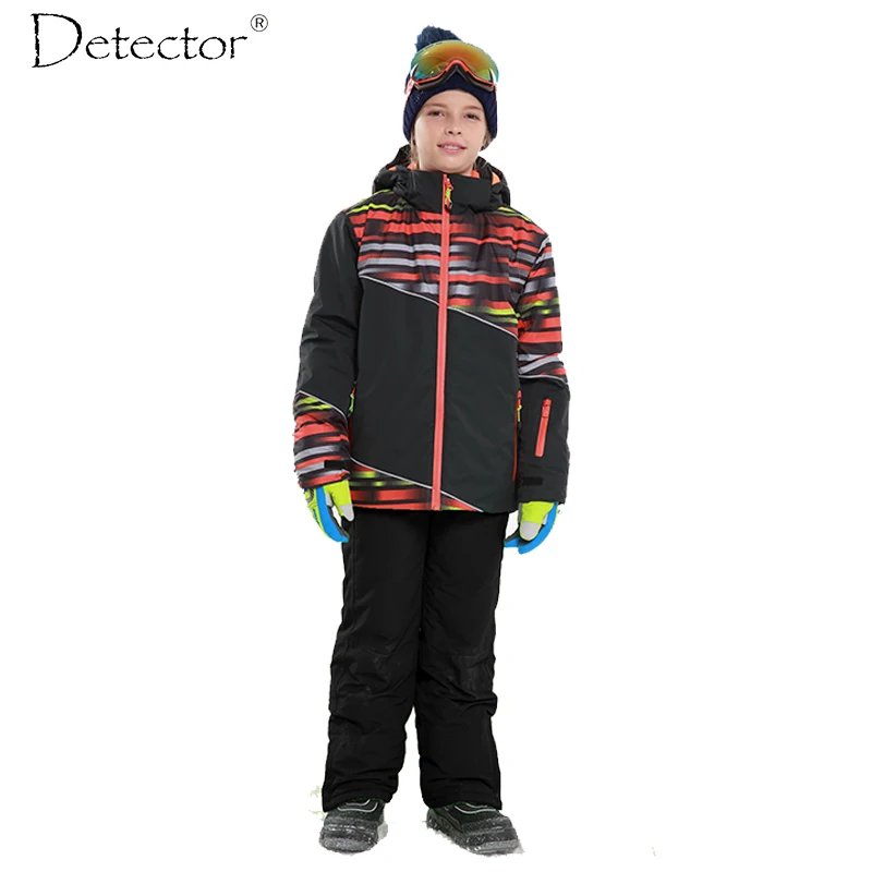 Detector Boys Outdoor Ski Set Waterproof Windproof Warm Ski Jacket Kids Winter Snowboard Suit