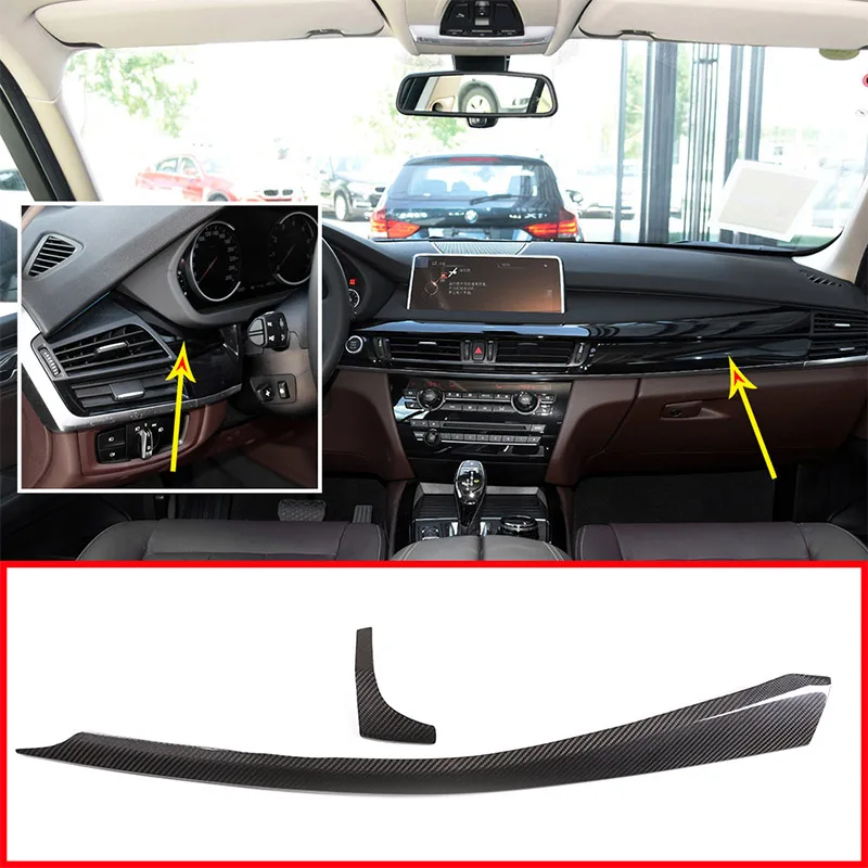 

2pcs Real Carbon fiber For BMW X5 F15 X6 F16 2015-2018 Car Interior Dashboard Decoration Panel Trim Accessories Left Hand Drive