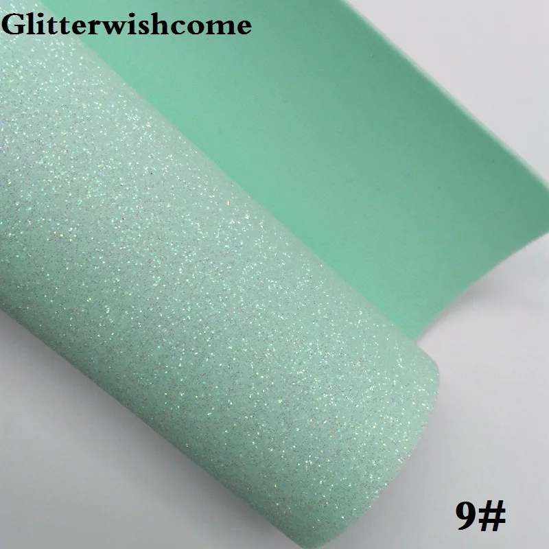 Glitterwishcome 21X29 см A4 Размеры синтетическая кожа, флуоресцентный мелкие блестки кожа подкладка из лайкры делают сапоги бэк виниловые обои для банты, GM053A - Цвет: 9