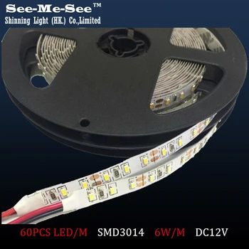 

5M/lot SMD 3014 LED Strip DC12V IP65 Waterproof 60LED/M LED Flexible light Ribbon Christmas Decoration,Total 5M, SMDT-30-60