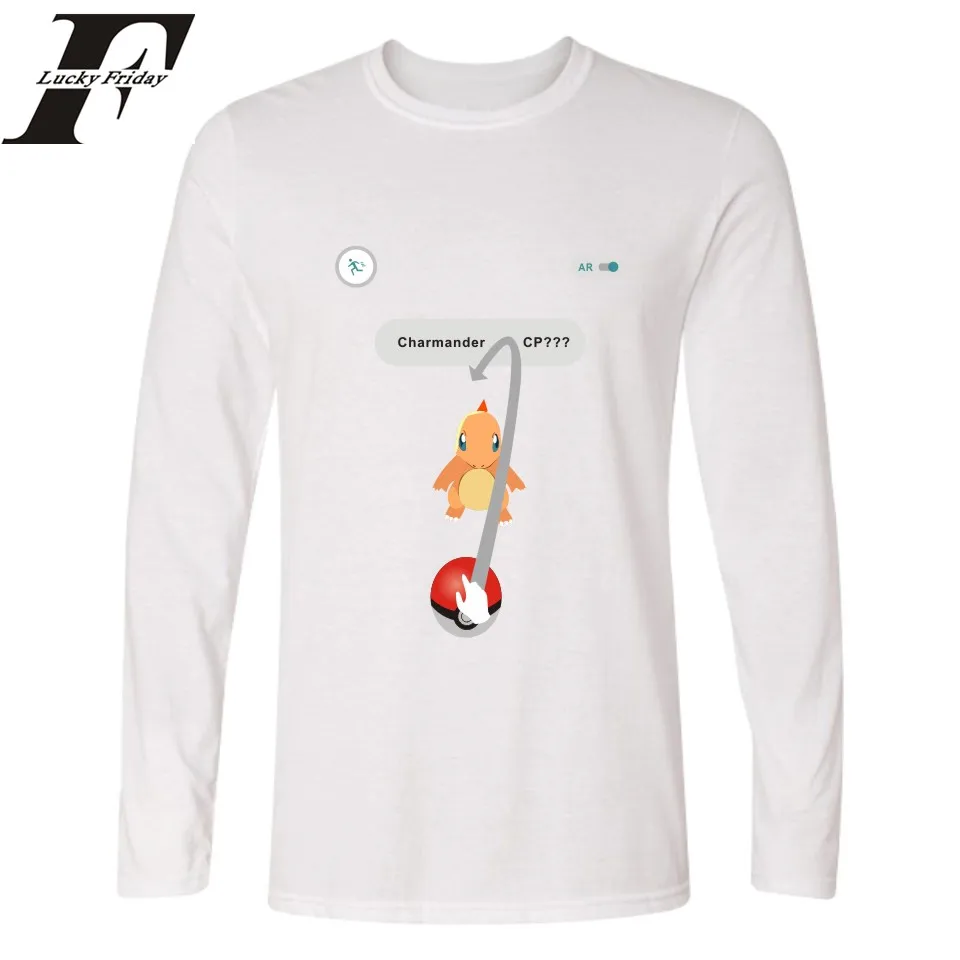 Charmander Pokemon Go T shirt Men Spirnt Fashion Clothing Men's Long