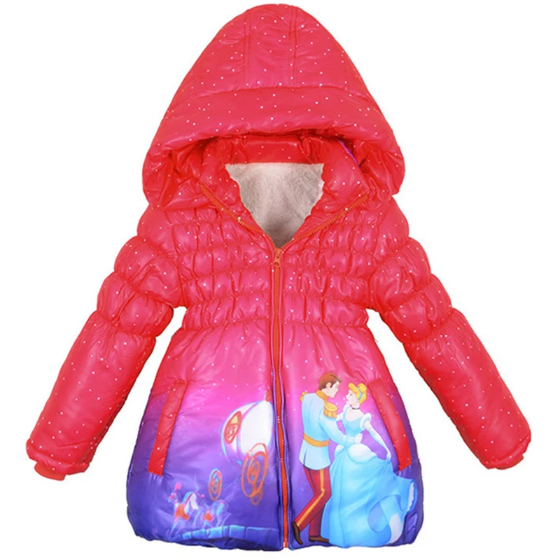 

Winter Children Girls Warm Coat Christmas Snow Queen Cinderella Hooded Outerwear Kids Overall Clothing Parka Jackets Snowsuit