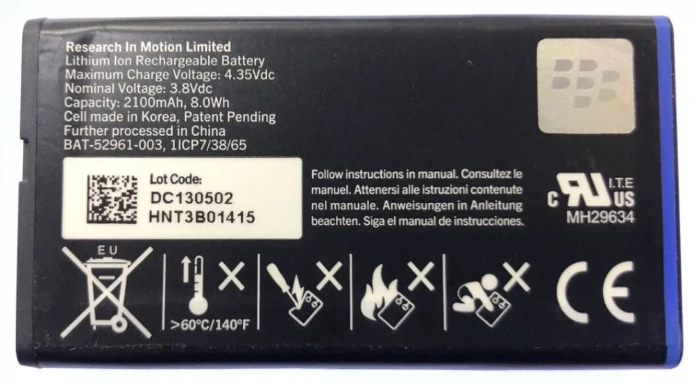 

ACC-53785-201 BAT-52961-003 NX1 Battery for For Blackberry Q10 / Q10 LTE / Q10 LTE SQN100-1