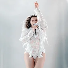 Певица Ds Beyonce костюмы кружева перспективный стиль ночной клуб Dj перфорация одежда сексуальный танец костюмы сценическое боди