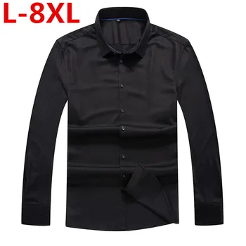 

plus size 8XL 7XL 6XL 2018 New Autumn Spring Brand Men Clothes Slim Fit Men Long Sleeve Shirt Men print Casual Men Shirt Social