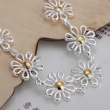 Браслет 925 серебряный браслет 925 Серебряный Модный Ювелирный браслет украшения в виде хризантем Whplesale aksj LH069