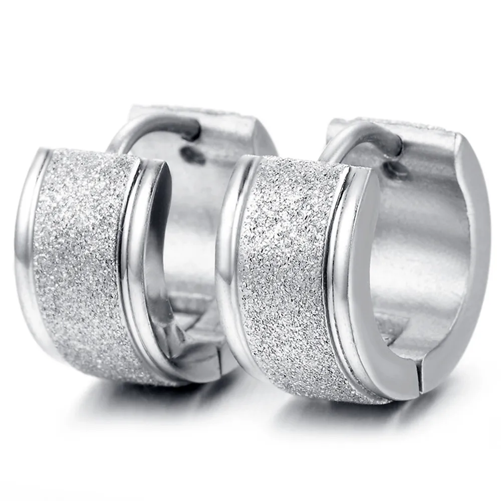 Stainless Steel Silver Matted Earrings Set, 2pcs, KE1208in Stud