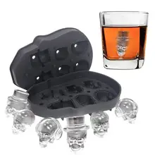 Горячая 3D череп силиконовые формы льда 6 полости прохладное вино коктейль льда Куб лоток домашняя кухня производителя льда плесень Прямая поставка