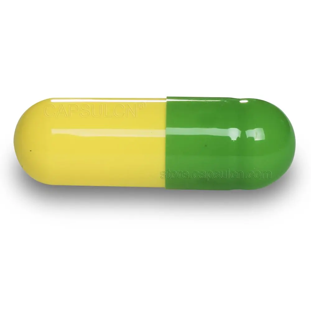

5000 pcs/ Carton Joined Empty Gelatin Capsules 0# Green/Yellow For Capsule Filler Machines