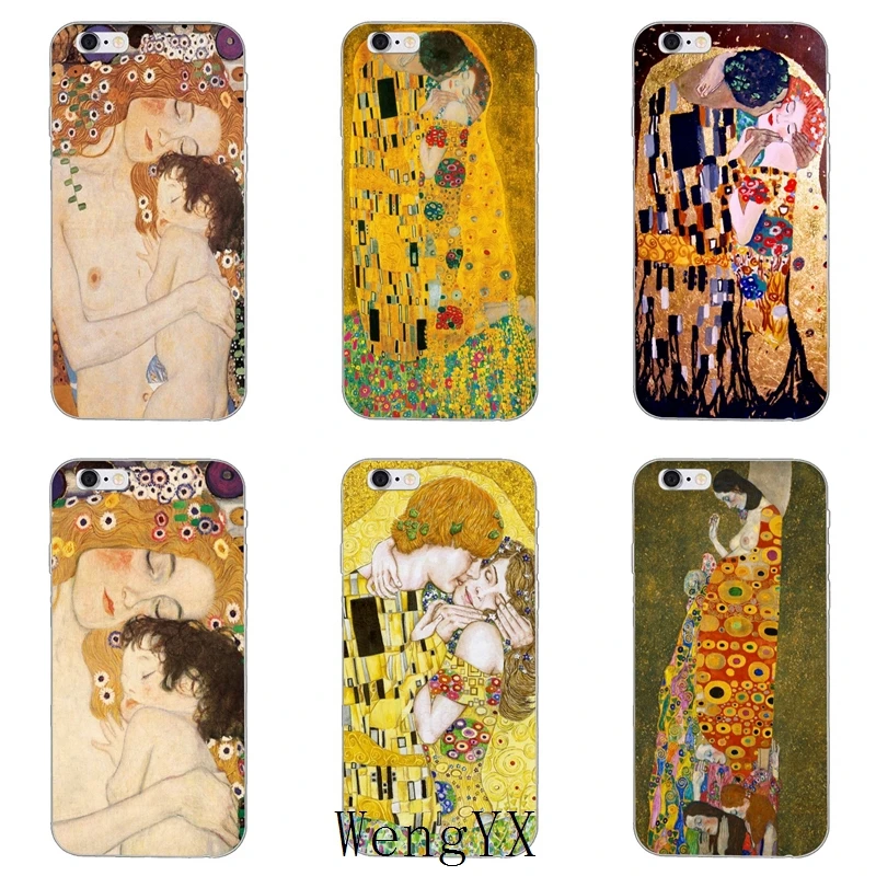 

Klimt Mother and Child art slim Ultra Thin TPU Soft phone cover case For iPhone 4 4s 5 5s 5c SE 6 6s 7 8 plus X XR XS Max