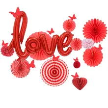 3D Butterfly Wall Stickers Heart Honeycomb Balls for Valentines Day Wedding Anniversary Birthday Party Decorations Accessories woodgrain heart pattern valentines day door stickers