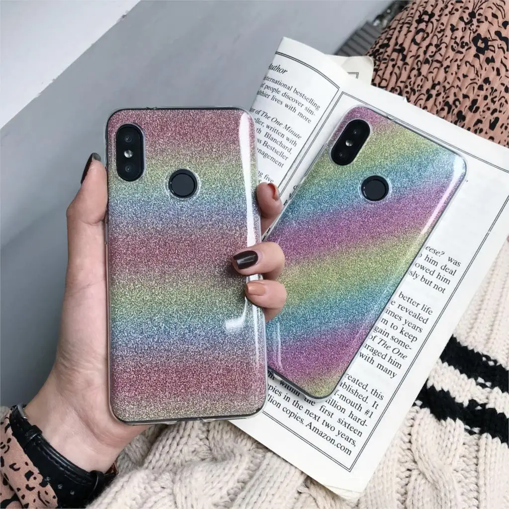 

For XiaoMi RedMi Note 6 Pro 7 6 5 Plus 6A Cover Gradient Aurora Laser Case Silicone TPU Soft Cover For XiaoMi 9 SE 8 Lite A2