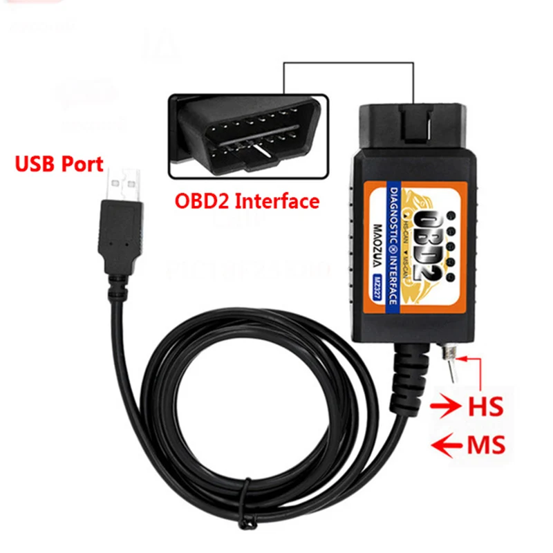 Диагностический сканер Maozua ELM327 V1.5 USB для F ord MS CAN HS Forscan OBD2 Elm327 OBD 2 Bluetooth Wi