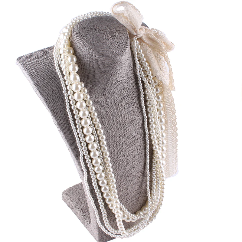 Preise JIOFREE große spitze Perlen Simulierte Perle Halskette multi layer halskette Aussage Halskette beliebte frauen Böhmisches partei schmuck
