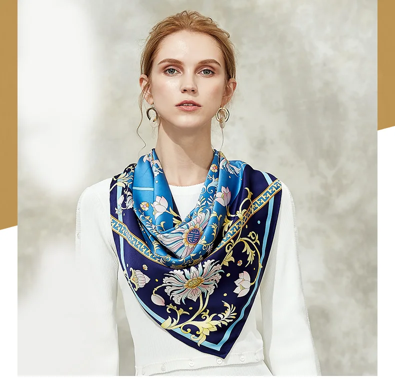 BAOSHIDI осенние квадратные шарфы из натурального шелкового атласа, роскошный брендовый дизайн, модный женский шарф, Элегантная Дамская Подарочная шаль
