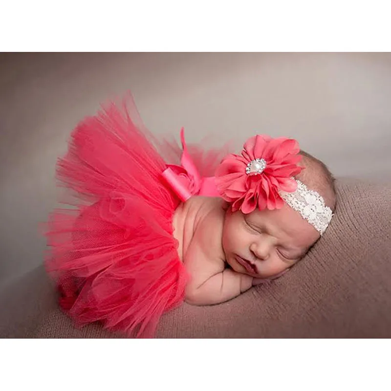 Милая повязка на голову для новорожденных и маленьких девочек; юбка-пачка; костюм для фотосессии - Цвет: red