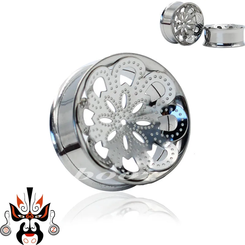 stainless steel silver ears plug tunnel piercing body jewelry