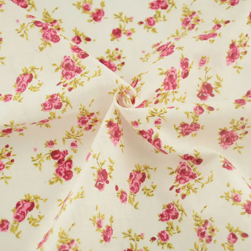 

100% Cotton Fabric Floral Red Design Home Texitle Telas Crafts Pre-cut Fat Quarter Patchwork for Beginner's Practice Doll's DIY