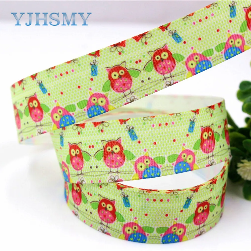 YJHSMY H 17531 1053 10 ярдов 22 мм мультфильм сова термопечать grosgrain Свадебные аксессуары