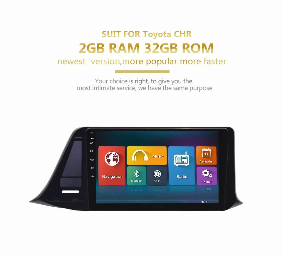 Excellent KiriNavi 2 din 9" Touch Screen Android Car Radio For Toyota CHR 2016 2017 Multimedia GPS Navigation Player audio MP3 Bluetooth 0