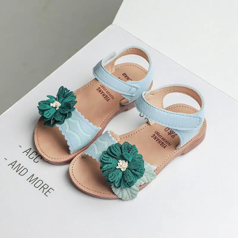 

2019 New Children Summer Baby Toddler Little Girls Sandals Pink White Blue Princess Shoes For Kids Girls Flower Sandals XD1913