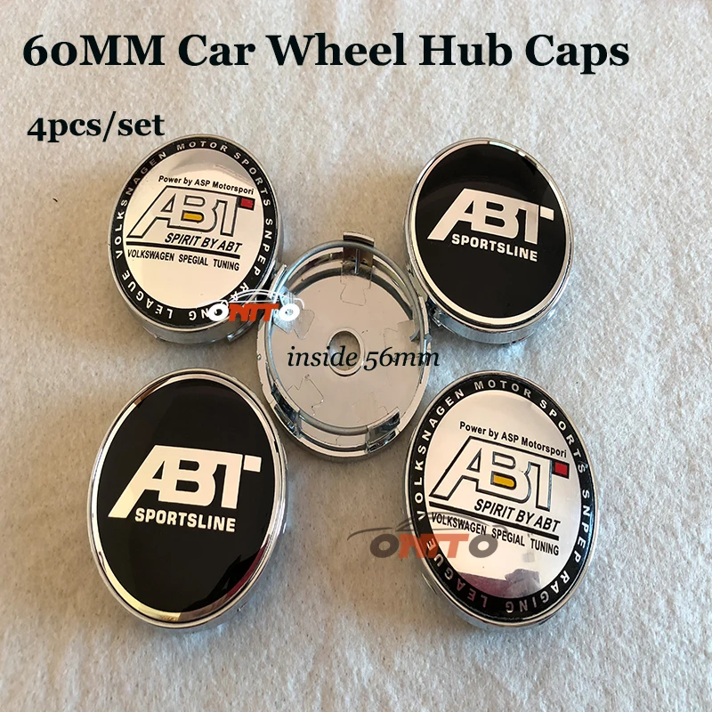 4pcs set 60mm emblem badge car Wheel hub center caps ABT Logo for Audi A1 A2