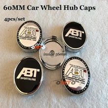 4pcs set 60mm emblem badge car Wheel hub center caps ABT Logo for Audi A1 A2