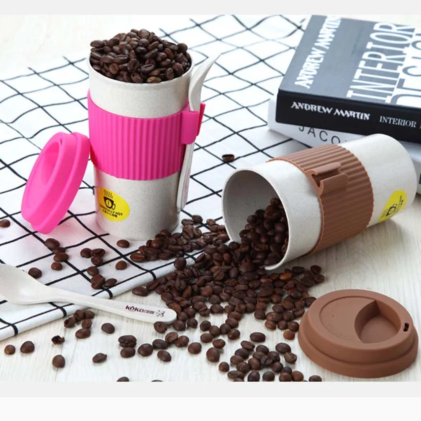 Cute Reusable Travel Cup To Go Coffee Cup Mug With Lid Wheat Stalk Pp Cup  Sleeve For Tea And Coffee - Mugs - AliExpress